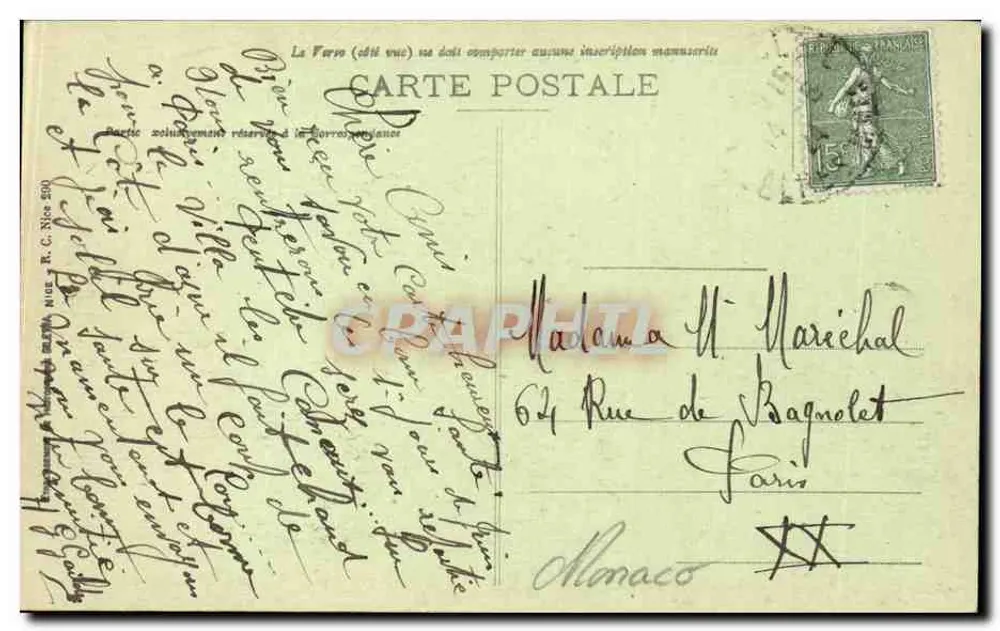 Monte-Carlo - Die Terrassen und der Hafen Ausgang — Éditions Gilica, Nr. 822 - Rückseite