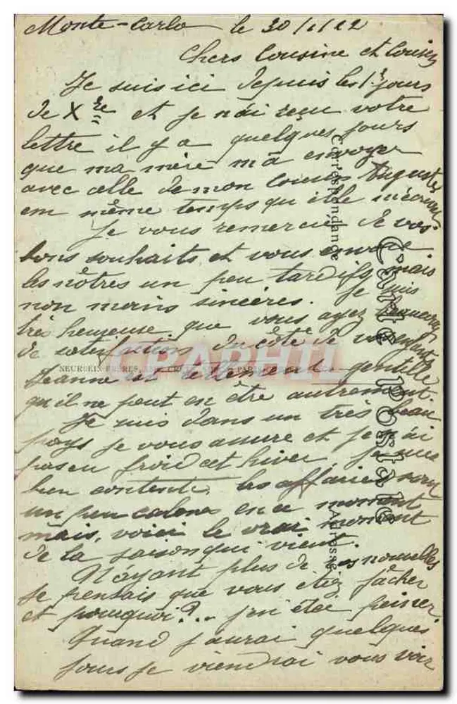 Monte-Carlo — Allgemeine Ansicht von Beausoleil — Verleger JND Phot. - Rückseite