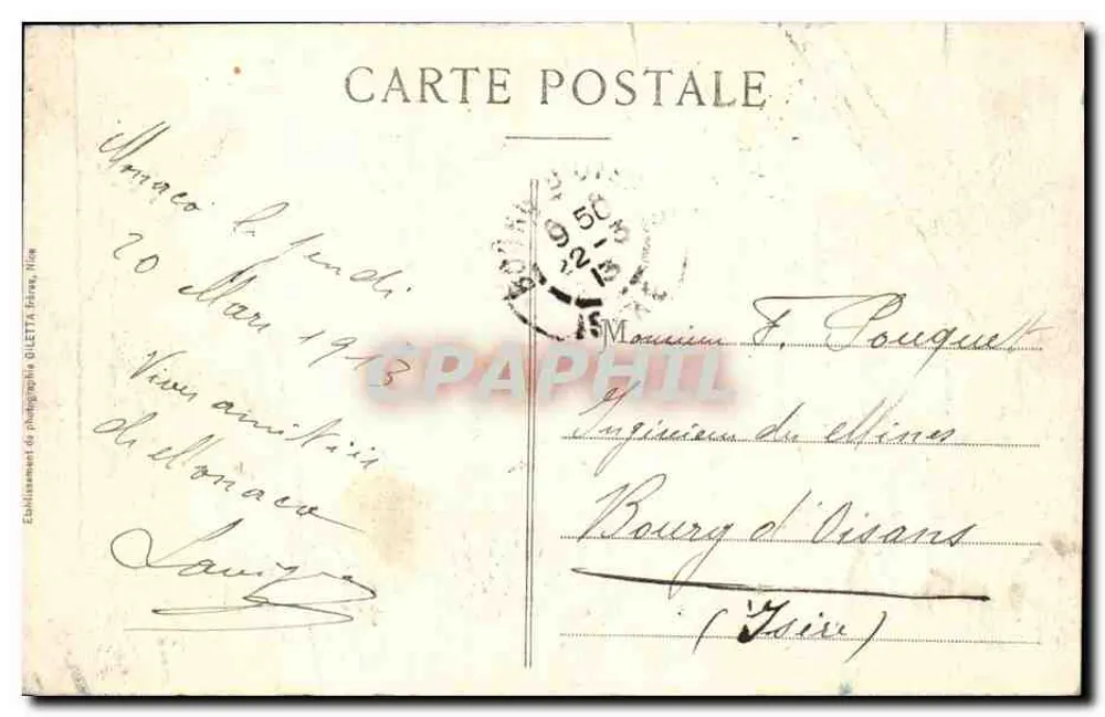 Monaco — Musée Océanographique — Façade, côté de la Mer — Éditeur : Bilettà, Nice - Verso