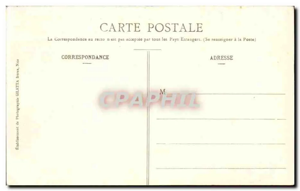 Monte-Carlo - Das Casino und die Gärten — Giletta-Ausgabe, Foto von Nice, Nr. 719 - Rückseite