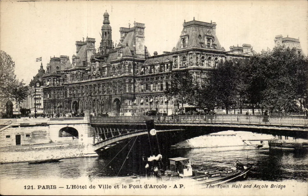Paris — Das Rathaus und die Pont d'Arcole — A P. - Vorderseite