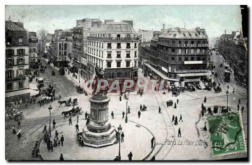 Paris. A Place Cligny — vista da praça com monumento central — editor 'Graphique' n°2126 - Frente