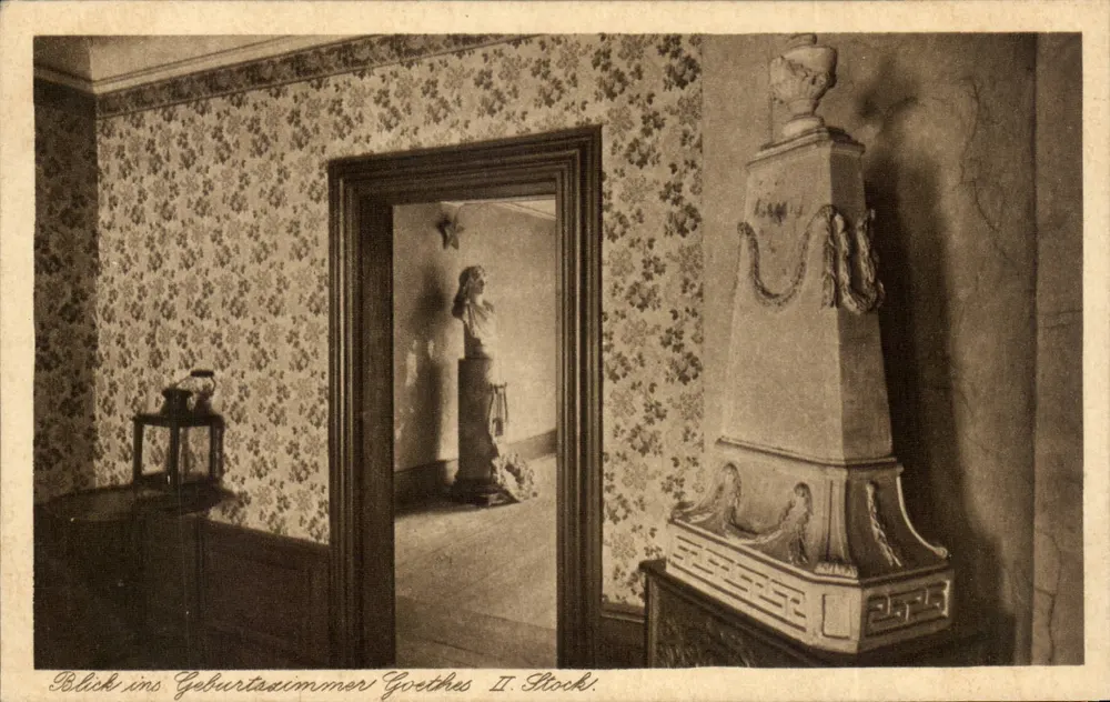 Geboortekamer van Goethe — IIe verdieping — uitgever M. Jacobs, Frankfort - Voorkant