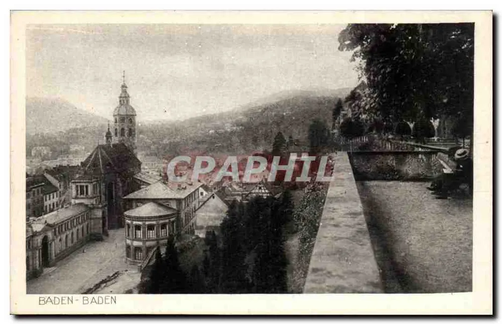 Baden-Baden — vista panorâmica com igreja — Crammers Kumentanstalt, Dortmund - Frente