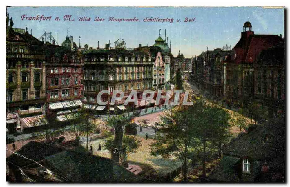 Frankfurt a. M., Blick über Hauptwache, Schillerplatz und Beilstraße - Vorderseite