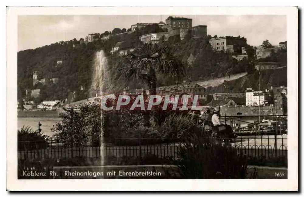 Koblenz Rh. Rheinanlagen mit Ehrenbreitstein — Schchte Photographie, Nr. 1659 - Vorderseite