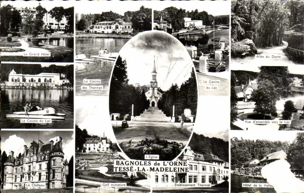 Bagnolles-de-l'Orne — Vista general de los principales establecimientos termales y turísticos — Editor: Artaud Frères, Nantes - Anverso