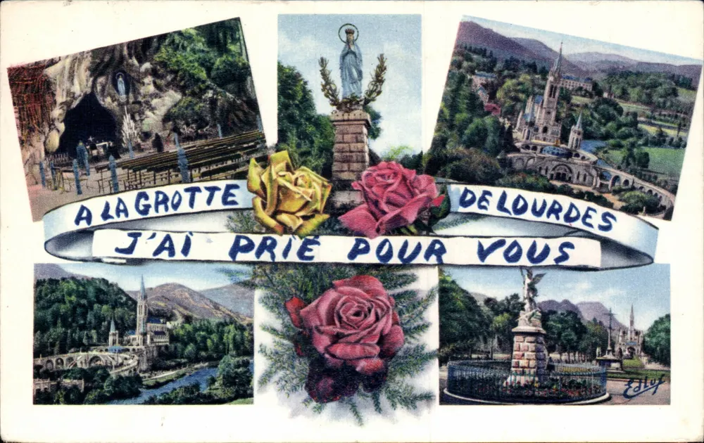 Lourdes — Die Höhle, die Statue der Gottesmutter, der Heiligtum — Edlux-Ausgabe - Vorderseite
