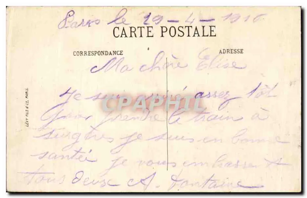 Paris — A Estação da Est — LL. n° 1781 - Verso