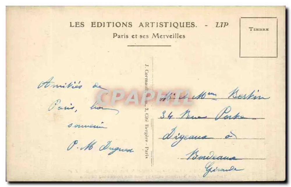 Paris — Die Gare du Nord und der Boulevard Denain — LIP - Rückseite
