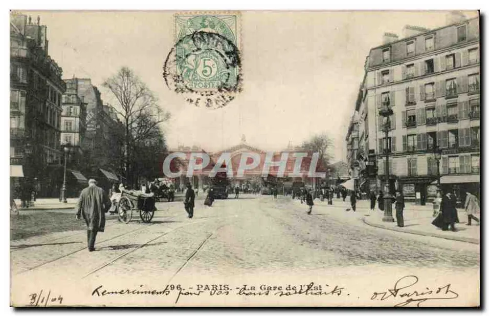 Paris - A Estação da Leste — Agradecimentos pelos seus bons desejos — editor não visível, n° de série 96 - Frente