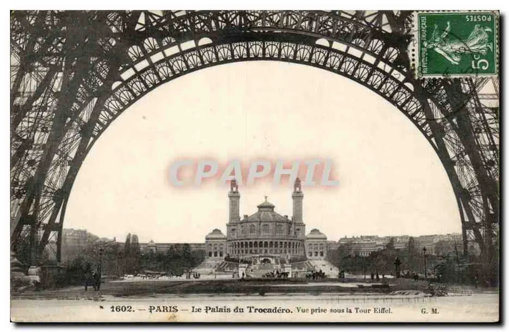 Paris — Das Palais du Trocadéro — Aufnahme unter der Eiffelturm — G. M. — n° 1602 - Vorderseite