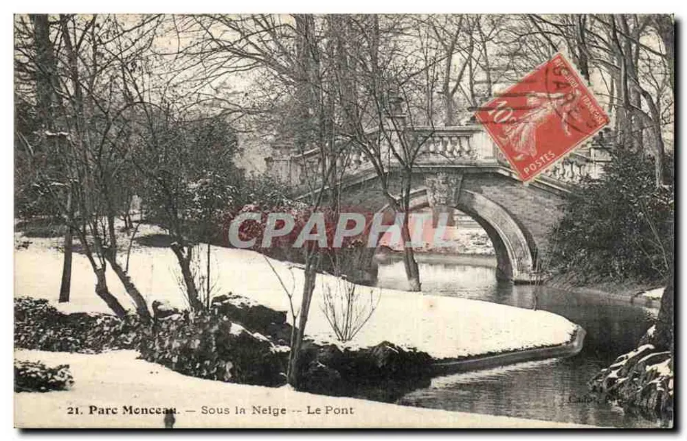 Parc Menceau — Unter der Schnee — Der Brücke - Vorderseite