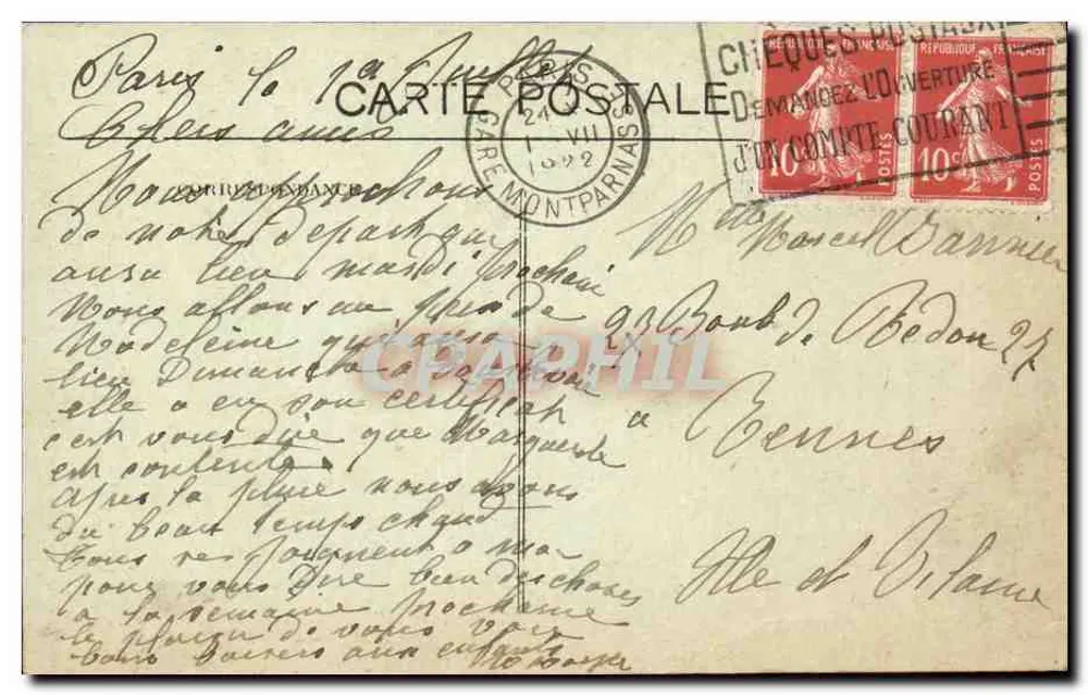 Das Heilige Herz von Montmartre — Eröffnet am 14. Juni 1912 — Status des Ritters der Barre — Verlag Paris, Nr. 2081 - Rückseite