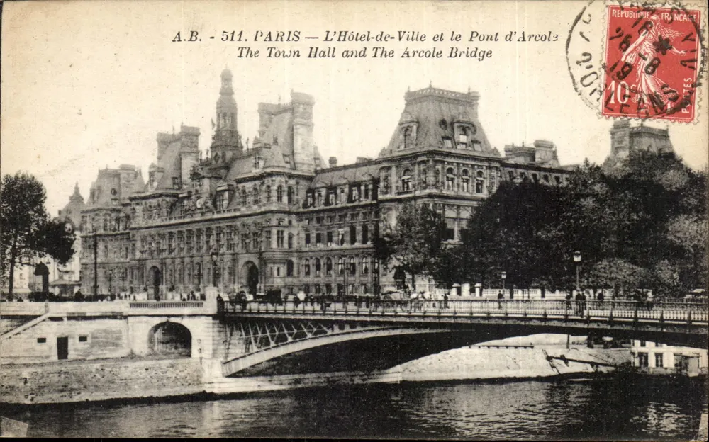 Paris — Das Rathaus und die Pont d'Arcole — A.B. - 511 - Vorderseite