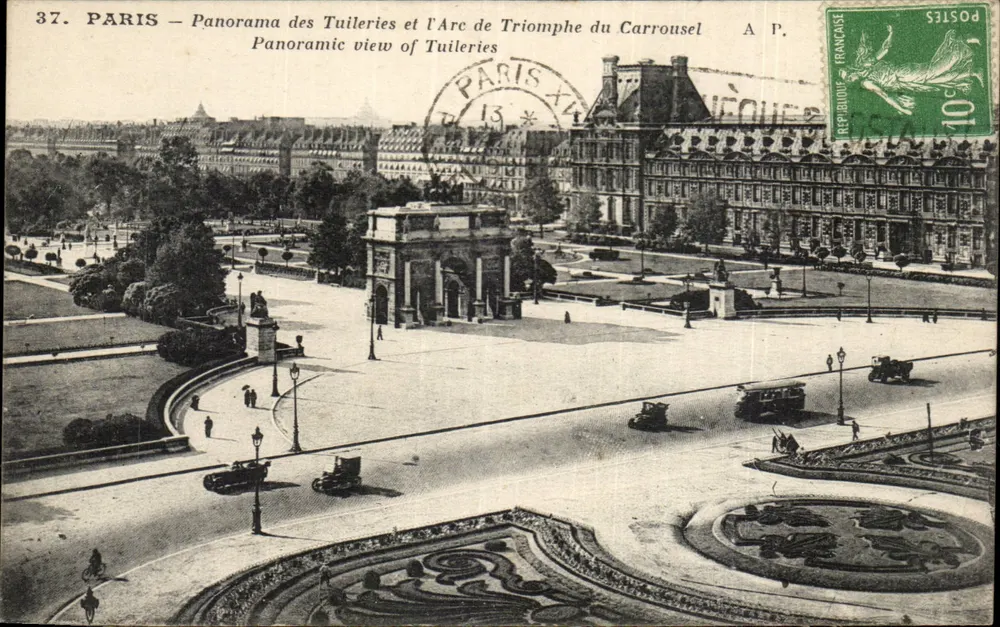 Paris — Panorama der Tuileries und des Arc de Triomphe du Carrousel — A.P. - Vorderseite