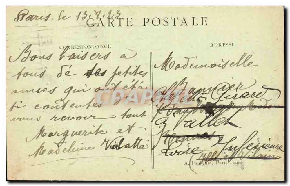 Paris — Panorama der Tuileries und des Arc de Triomphe du Carrousel — A.P. - Rückseite
