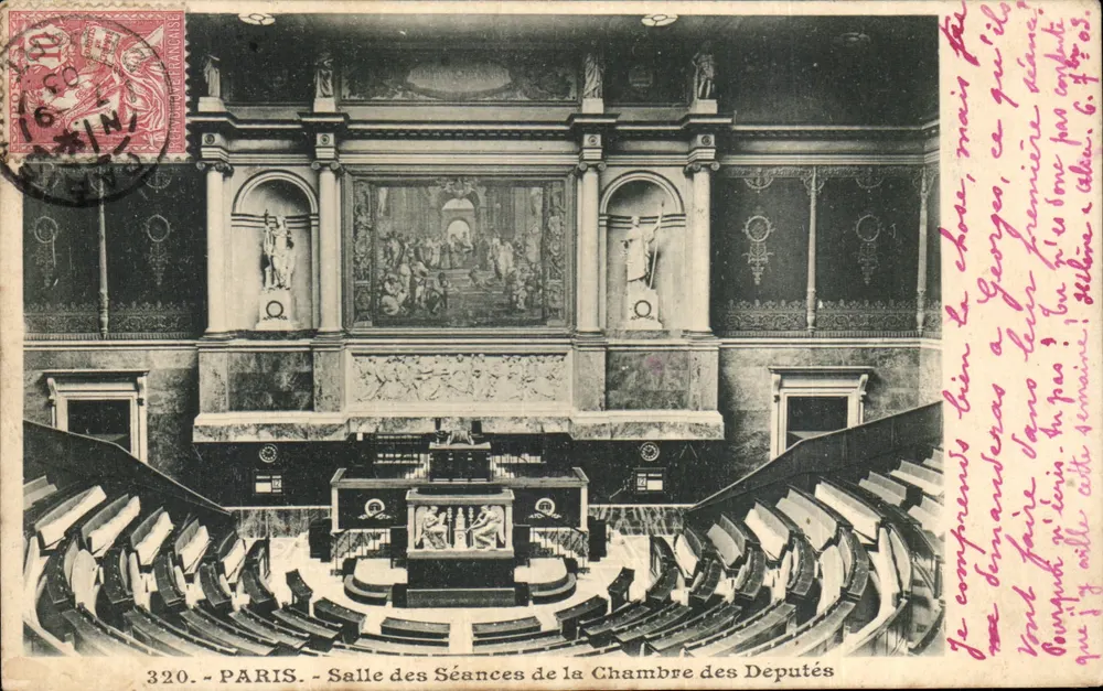 Paris - Ansicht der Sitzungshalle des Abgeordnetenhauses — anonymer Verlag, Nr. 320 - Vorderseite