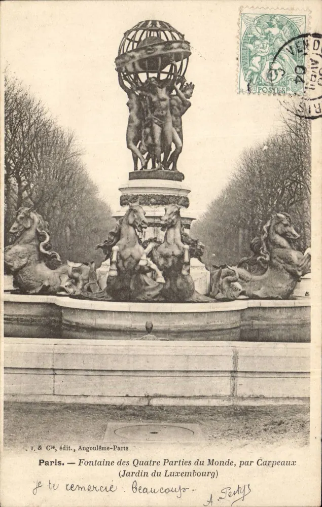 Paris — Fontaine des Quatre Parties du Monde, Jardin du Luxembourg — von Carpeaux, Verlag R. & Cie, Angoulême - Vorderseite