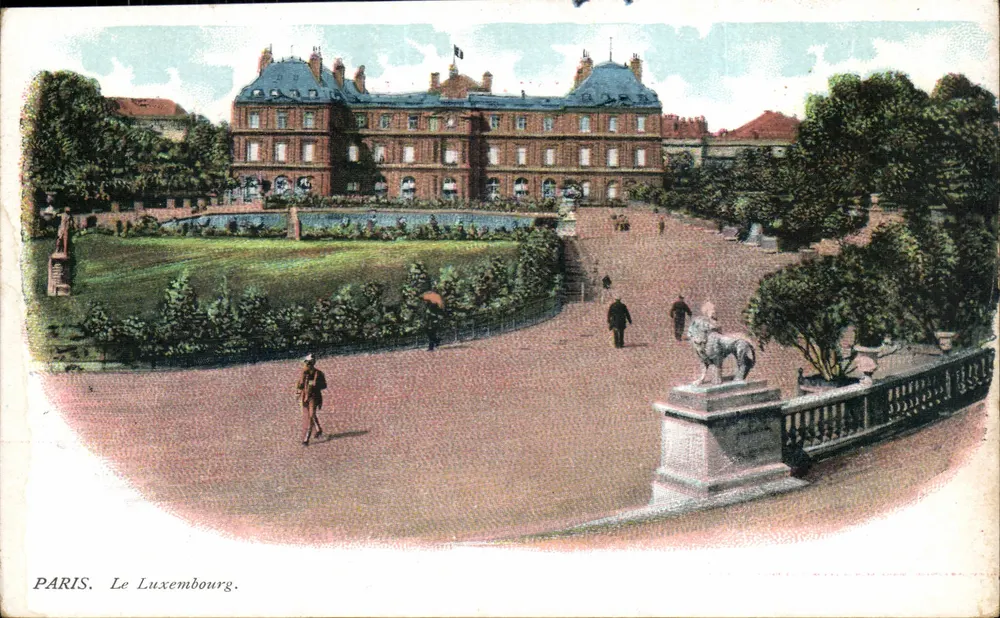 PARIS. O Luxembourg — vista do jardim e do palácio — editor não visível - Frente