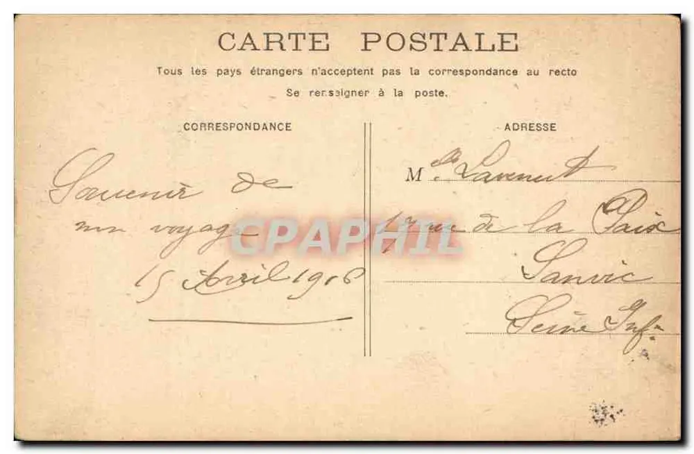 PARIS - Palácio do Luxembourg — vista do jardim com coluna — editor não identificado - Verso