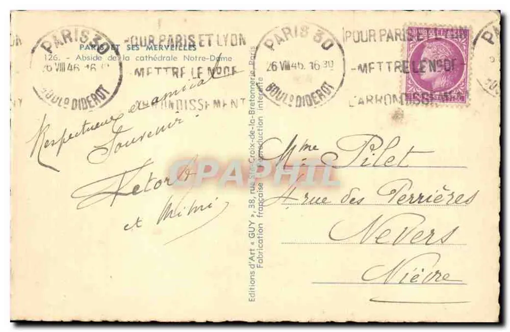 Nossa Senhora de Paris — Abside e chevet — Edições de Arte « GUY » Paris - Verso