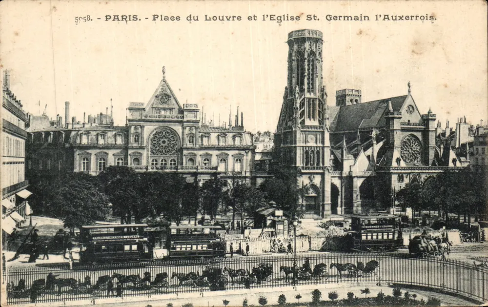 Paris - Place du Louvre und die Kirche Saint-Germain-l'Auxerrois - Vorderseite