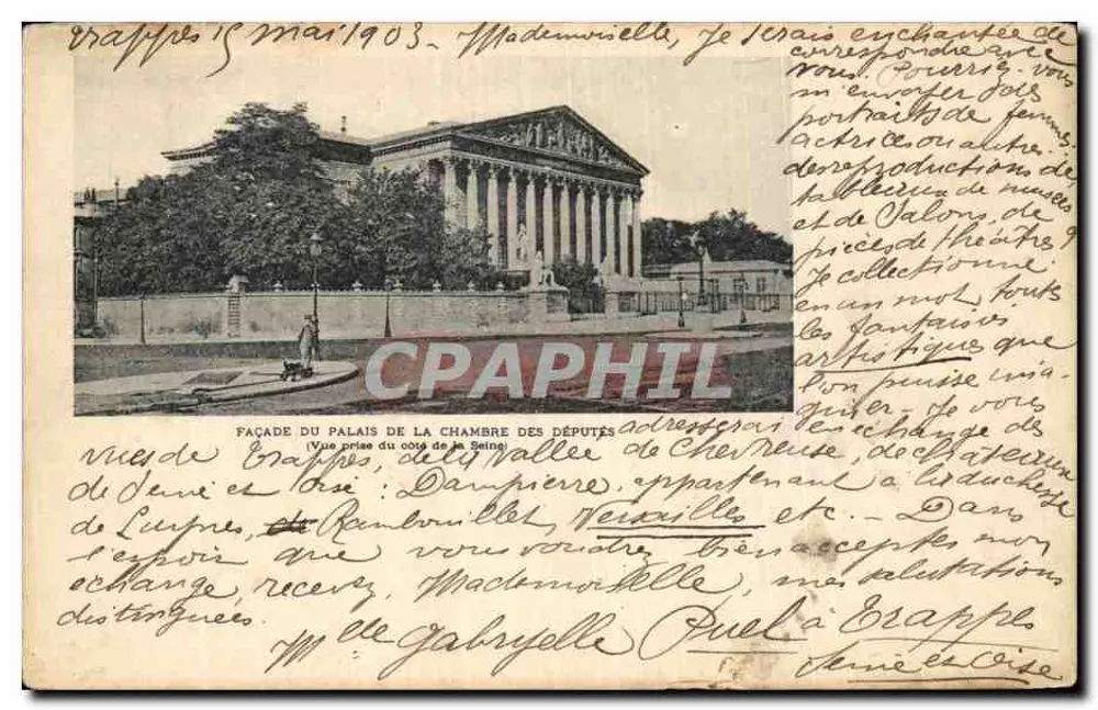 Fassade des Palais der Abgeordnetenkammer — Blick vom Ufer der Seine — Verlag: Chevallier, Paris - Vorderseite