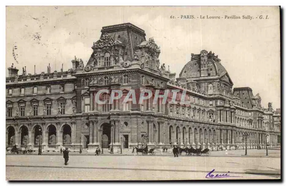 Paris - O Louvre - Pavilhão Sully - G. I. - Frente