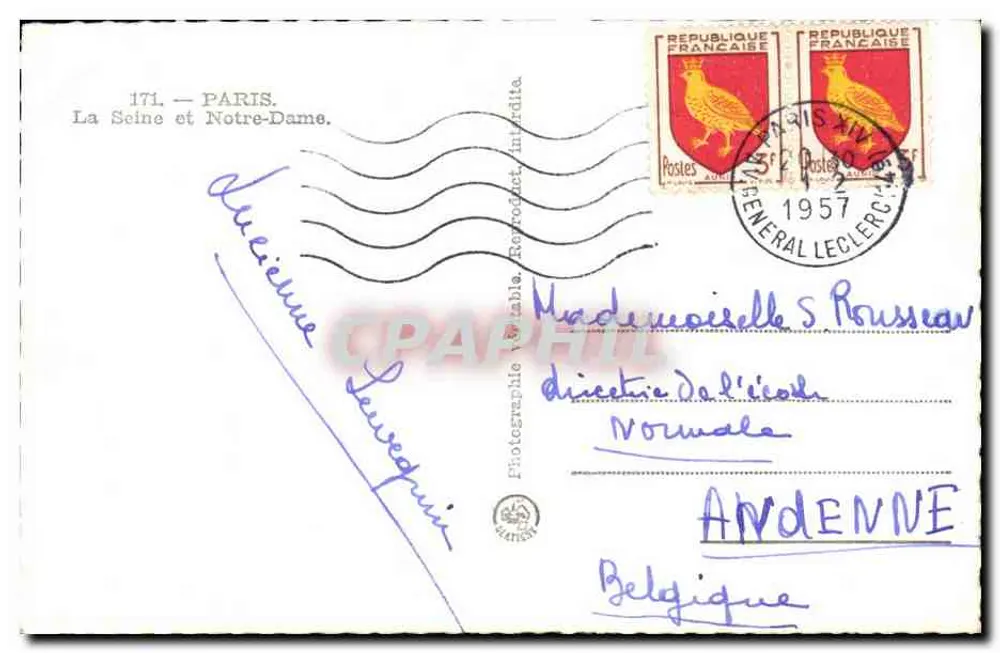 Paris — La Seine et Notre-Dame — Bilhete postal antigo n°171 - Verso