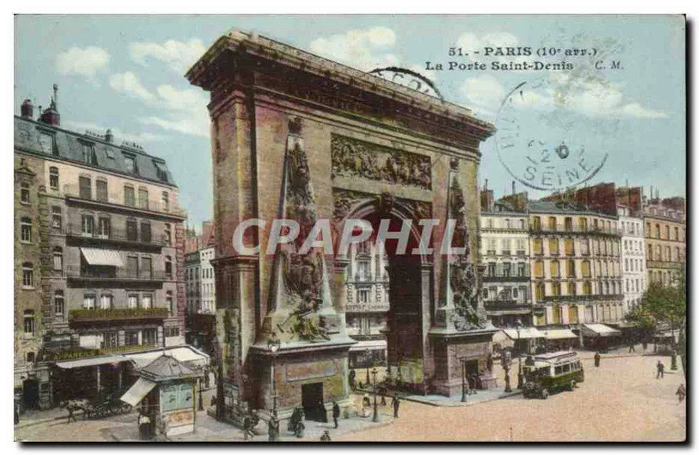 Paris (10º arr.) — A Porta Saint-Denis — C.M. n°51 - Frente