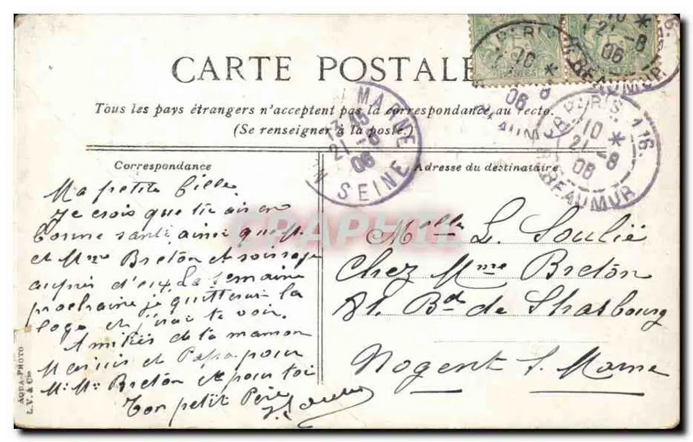Paris - Estação da Norte — vista da entrada principal — editor A. Rougier, número de série não visível - Verso