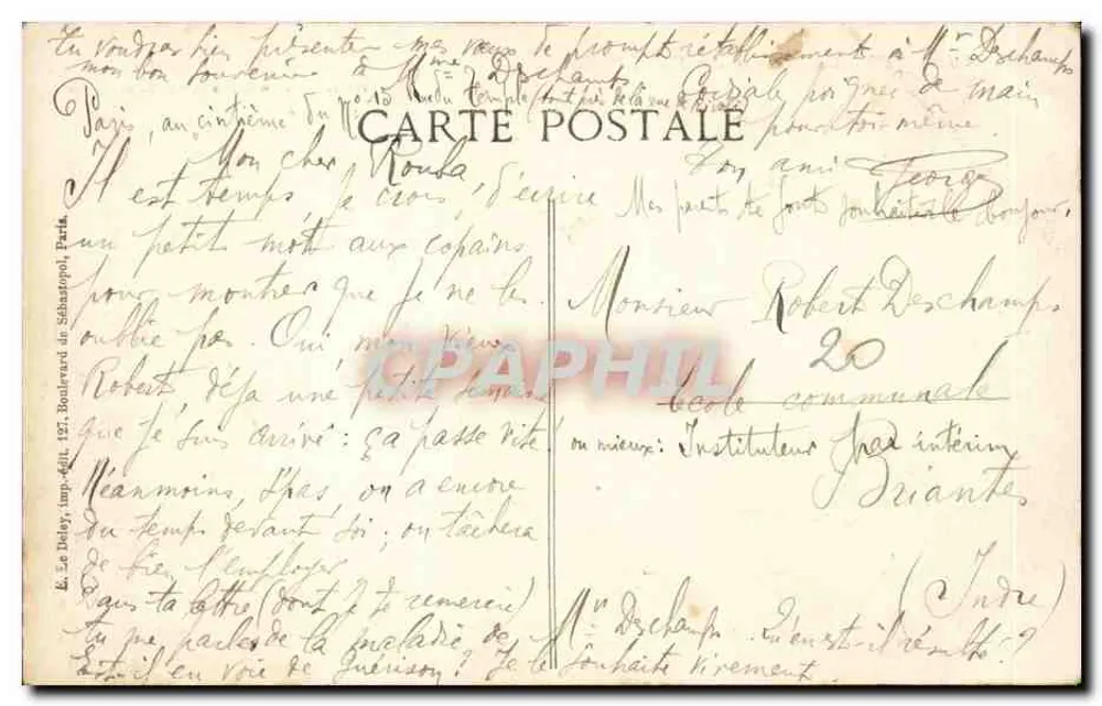 PARIS — Estação do Norte — Construída em 1863 por Hitlorfque na place de Roubaix, rue de Dunkerque - Verso