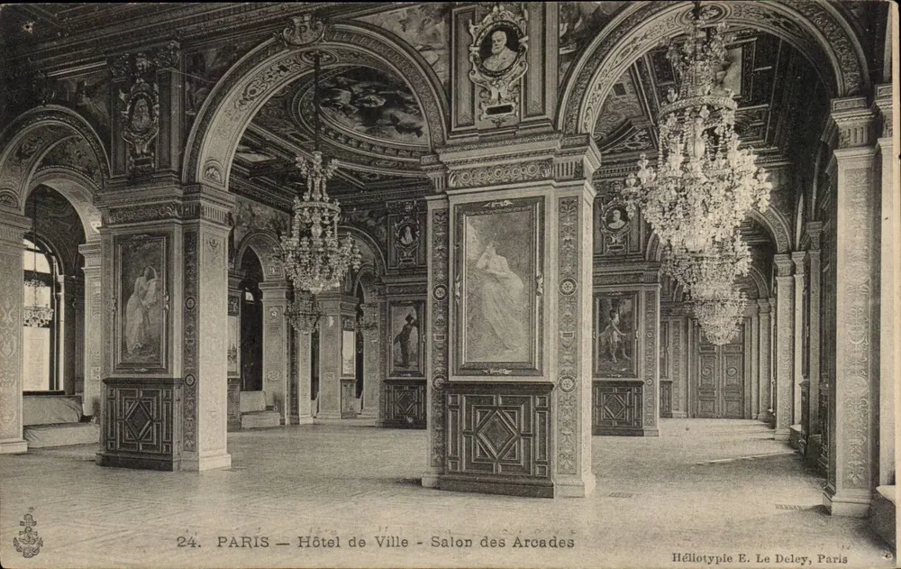 PARIS — Rathaus — Salon des Arcades — Héliotypie E. Le Deley, Paris - Vorderseite
