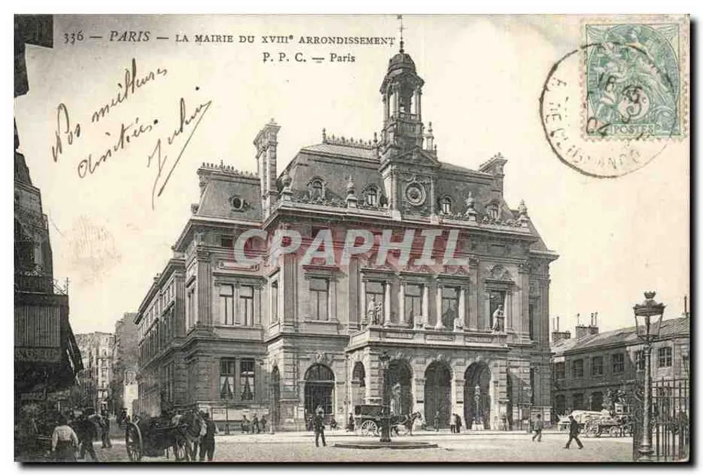 Paris — Das Rathaus des 18. Arrondissements — P.P.C. Paris n°336 - Vorderseite