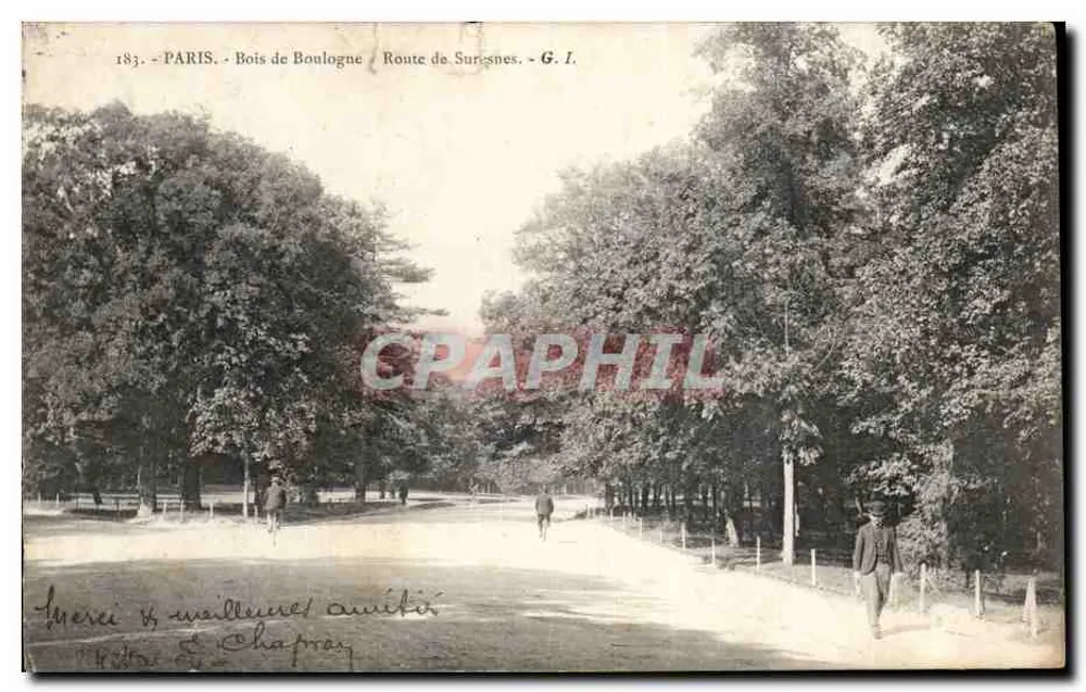 Paris - Bois de Boulogne / Route de Suresnes - G. I. - Vorderseite