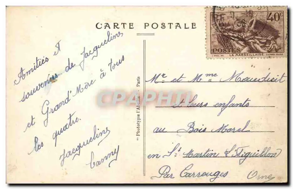 Paris — Praça da República — Estátua da República — Fototipia l'Alcide, n°20 - Verso