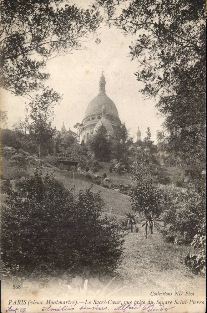 PARIS (alter Montmartre) — Der Sacré-Cœur, Ansicht vom Square Saint-Pierre — Sammlung ND Phot, Nr. 508 - Vorderseite