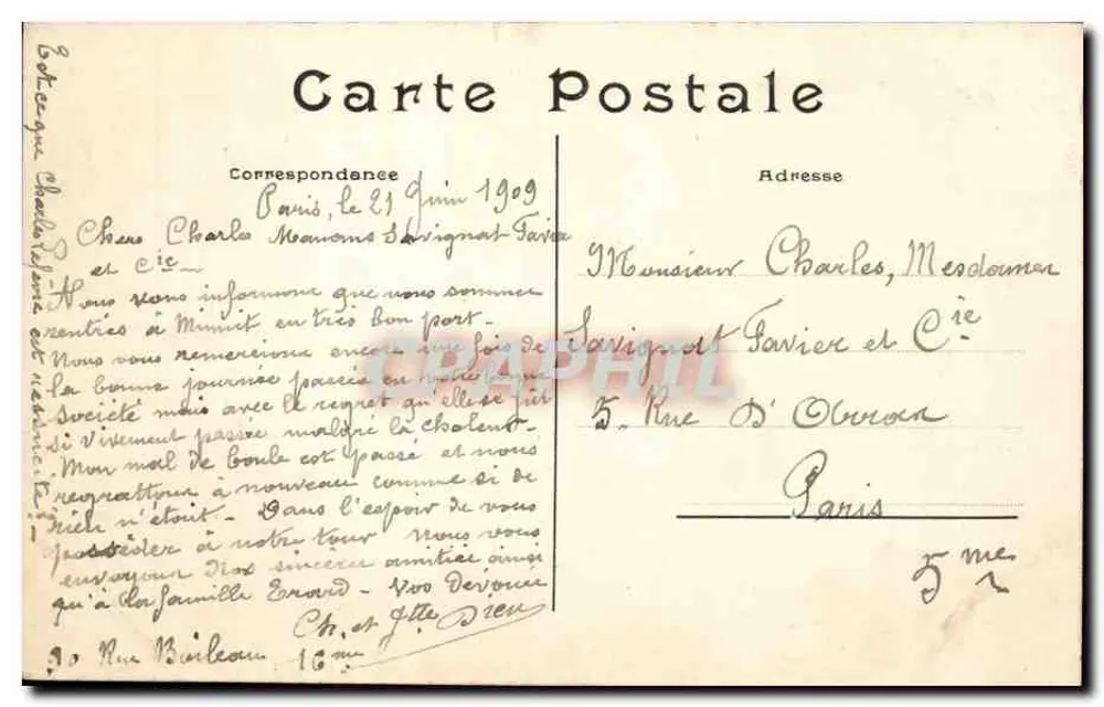 Paris - Passy - Le Pont du Métropolitain — C.M. — timbre 10c - Verso