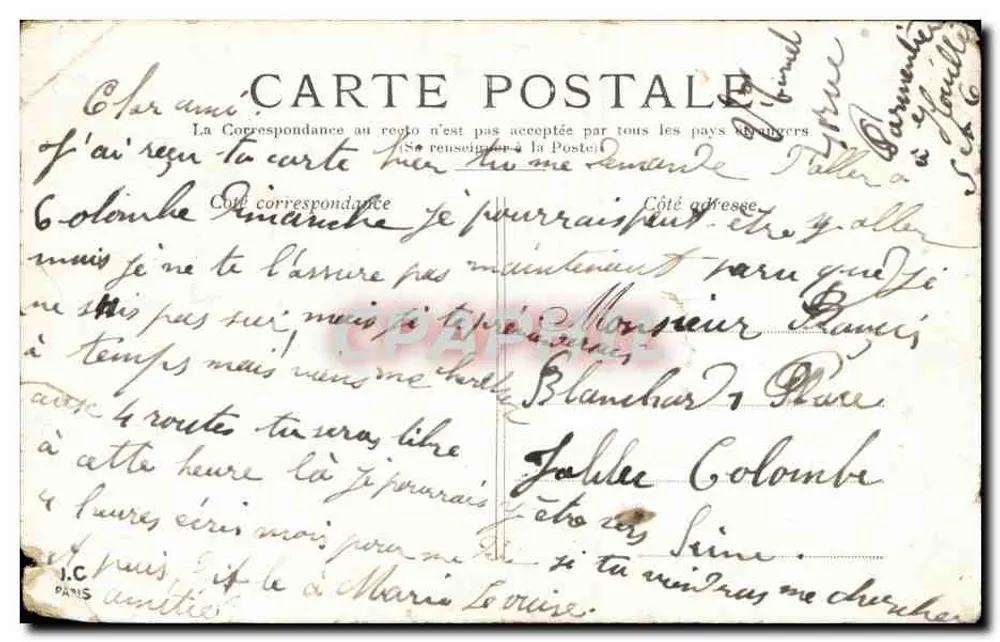 Paris — Die Basilika von Montmartre — unbekannter Verleger, Seriennummer nicht sichtbar - Rückseite