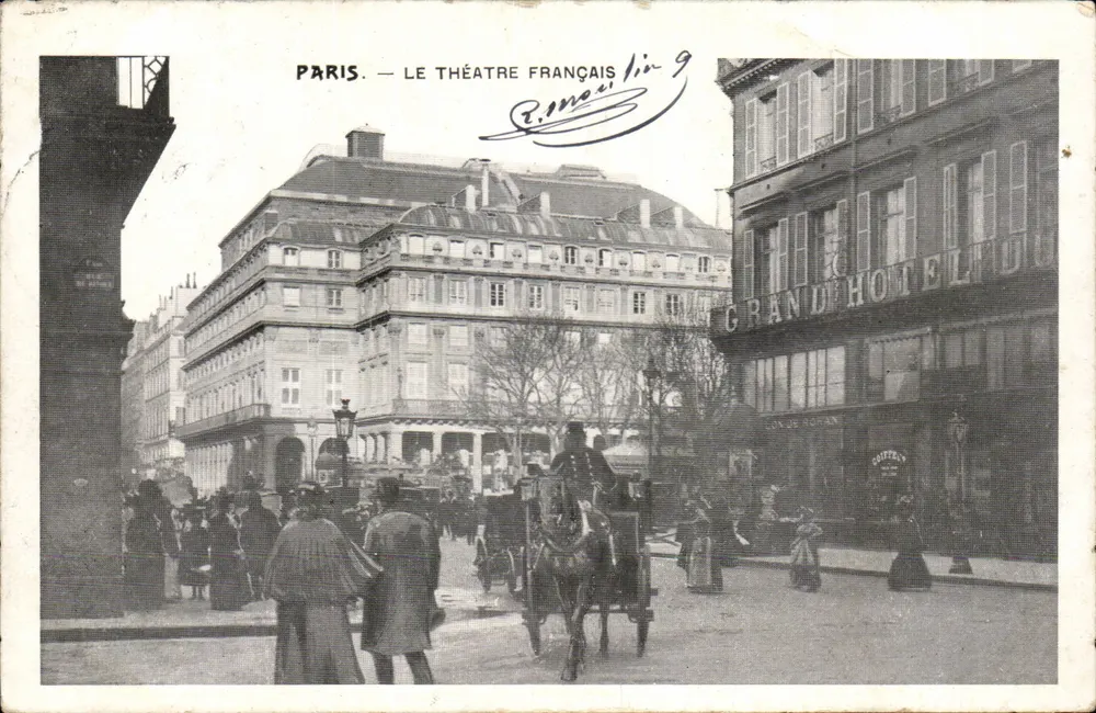 Paris — A Vista do Teatro Francês — Editor R. Moulin 9 - Frente