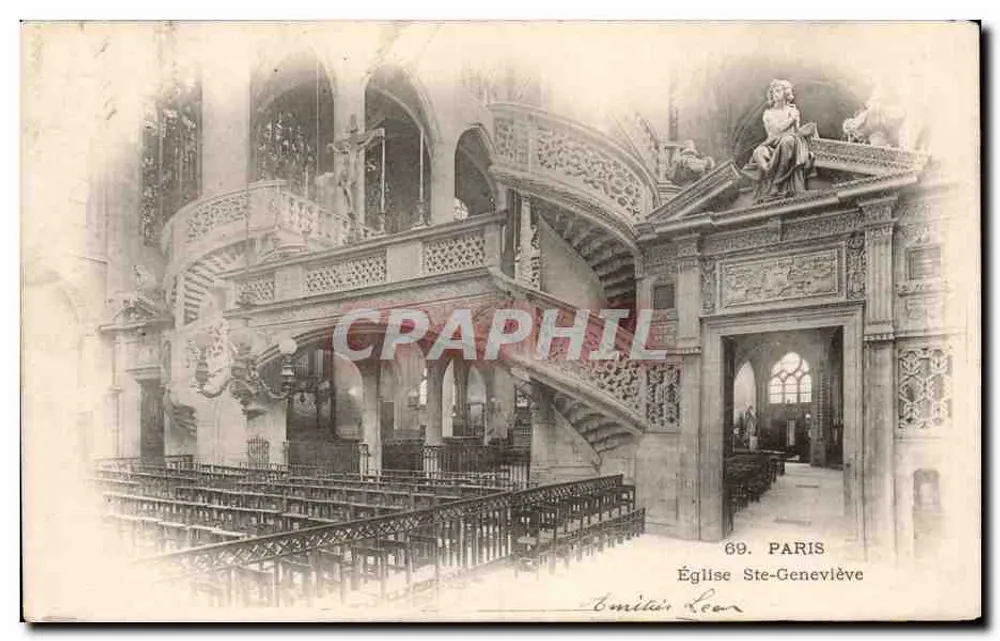 Igreja de Ste-Geneviève — Paris — Editor Emilius Léon, n°69 - Frente