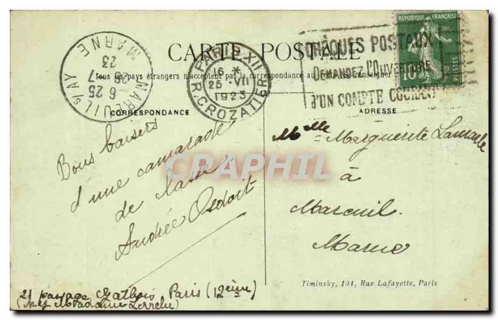 Paris — Arco da Vitória da Estrela e a Tumba do Soldado Desconhecido — T. M. K. - Verso