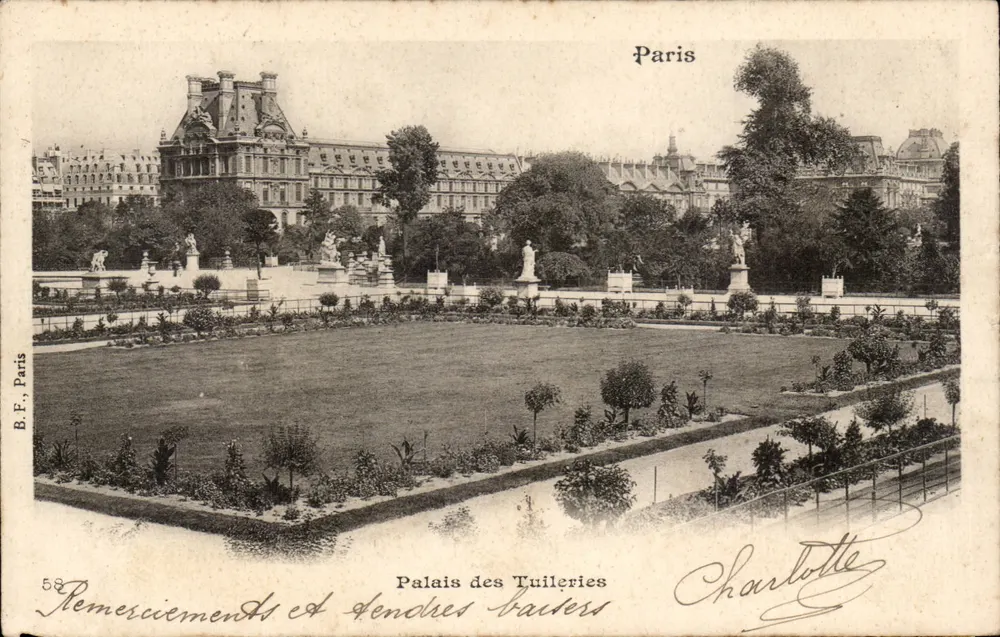 Palácio das Tuileries — Jardim das Tuileries — B.F., Paris, n°58 - Frente