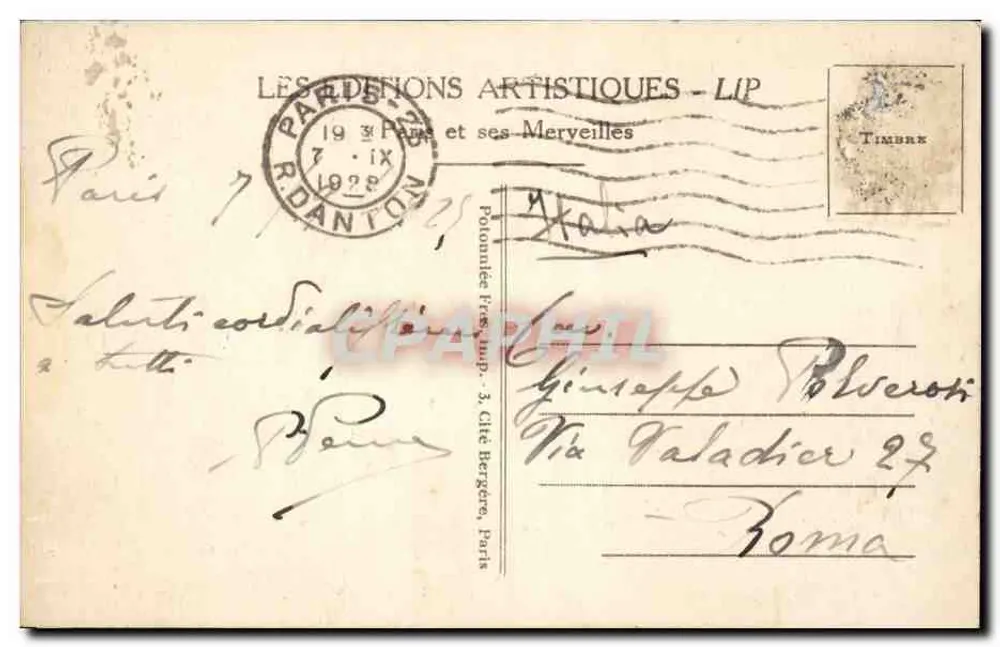 Parijs - La Rue Soufflot en het Panteon — uitgever LIP, n° 47 - Achterkant