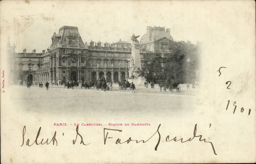 Parijs - Het Carrousel - Beeld van Gambetta — A. Taride, Parijs, n°52 - Voorkant