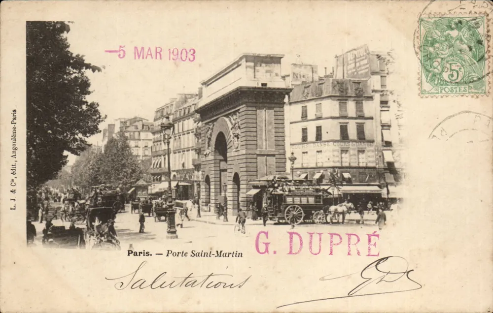 Paris — Porte Saint-Martin — L. J. & Cie, Verlag, Angoulême-Paris, Nr. 5 - Vorderseite