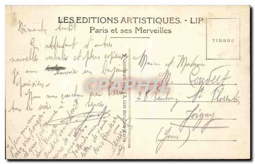 Paris – Die Gare du Nord und der Boulevard Denain — Les Éditions Artistiques, LIP - Rückseite