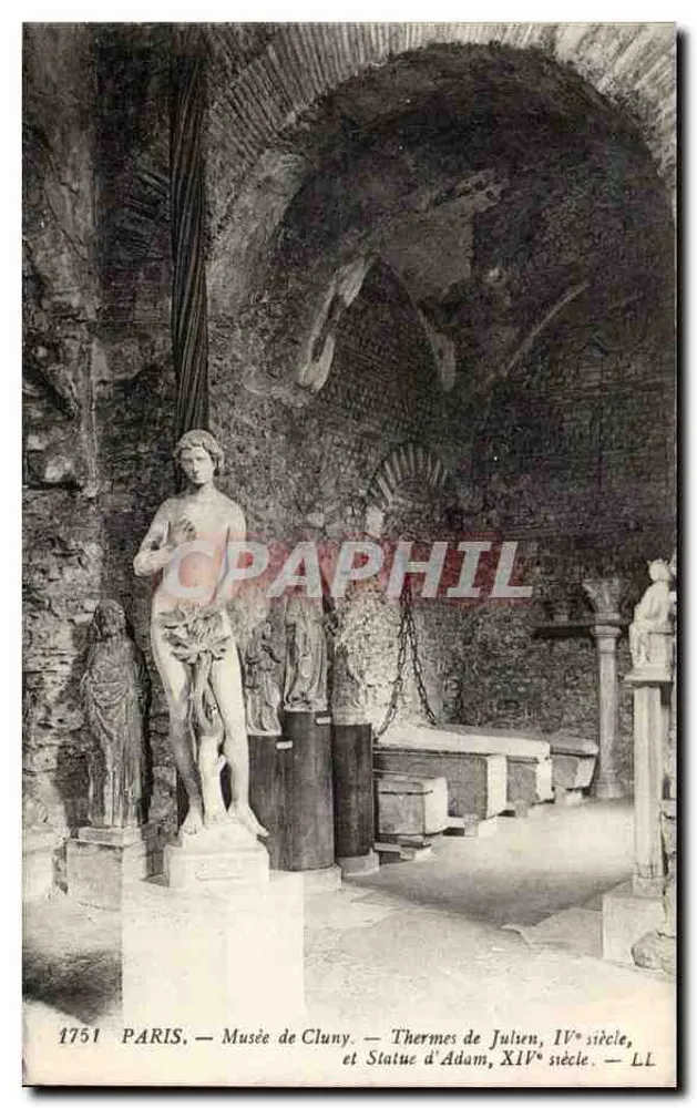 Paris — Museu de Cluny — Termas de Julião, século IV, e Estátua de Adão, século XIV — LL - Frente
