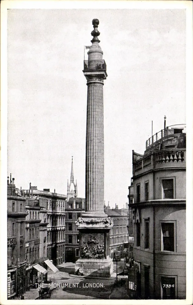 O Monumento, Londres — editor Valentine's Postcard, n° 7334 - Frente